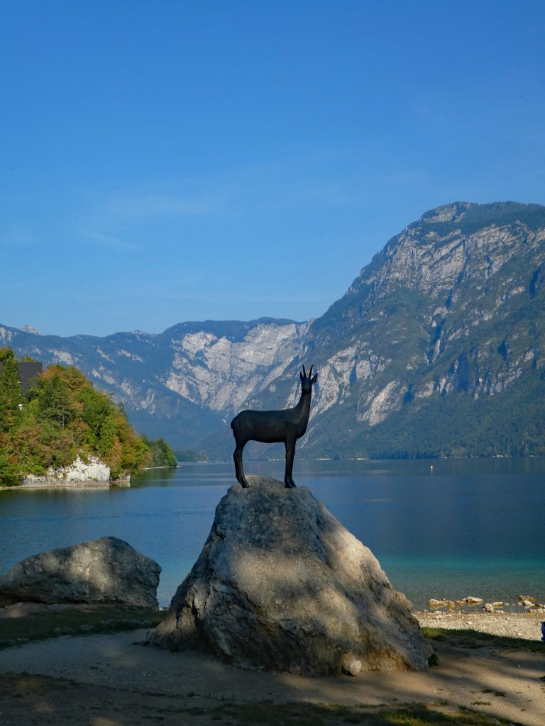 Zlatarov sculpture besides Lake Bohinj