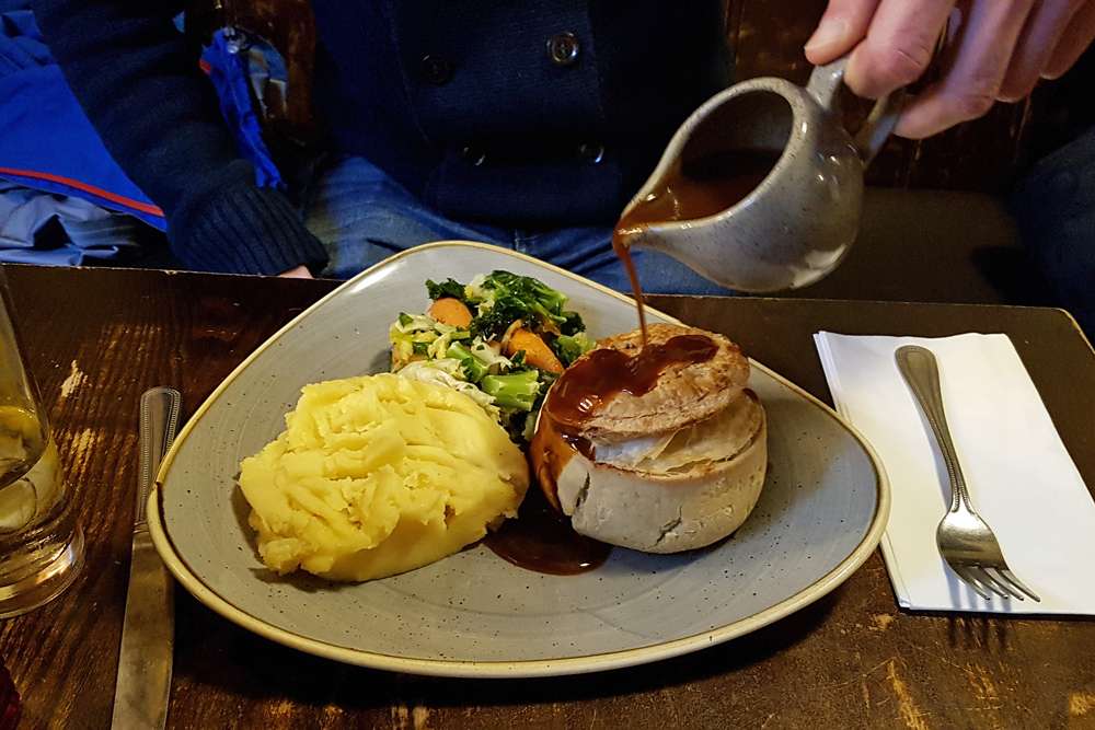 Pie and mash at the Eagle and Child pub in Oxford